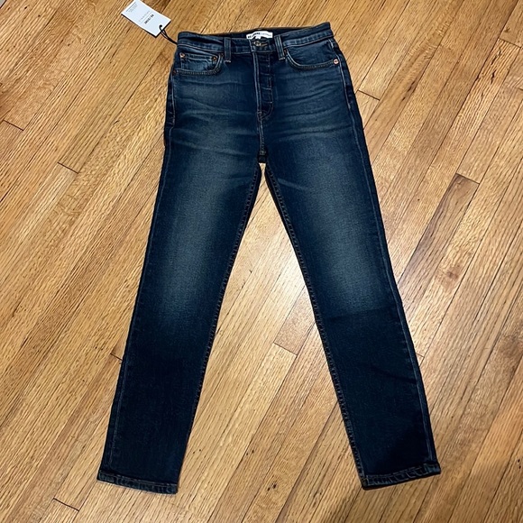 Re/Done Originals High Rise Ankle Crop Midnight Blue - Picture 7 of 15